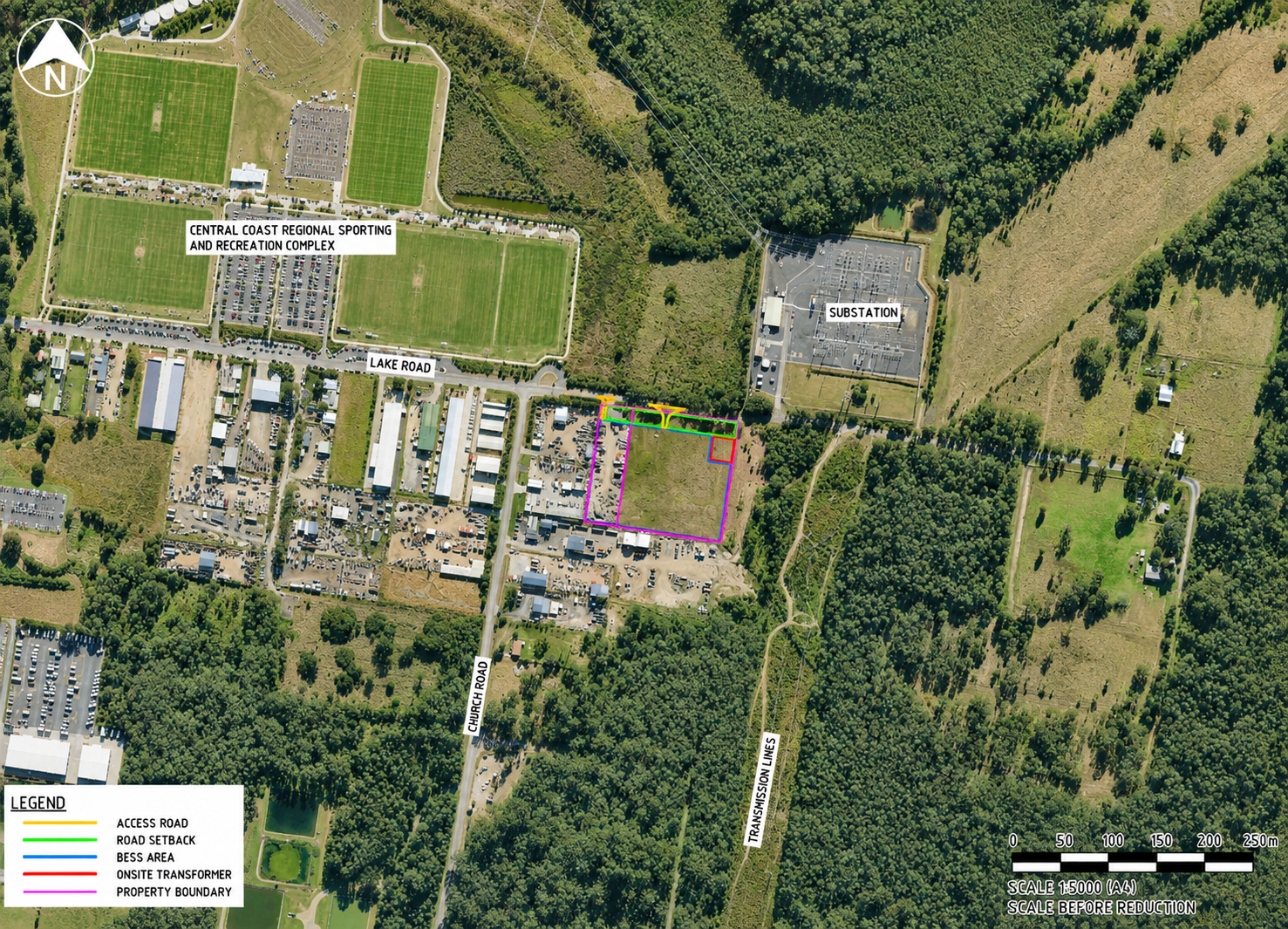 Aerial view of 71-77 Lake Road, Tuggerah NSW site location